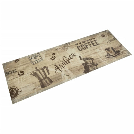 Vidaxx køkkenmåtte vaskbart kaffeprint 60x180 cm fløjlsbrun