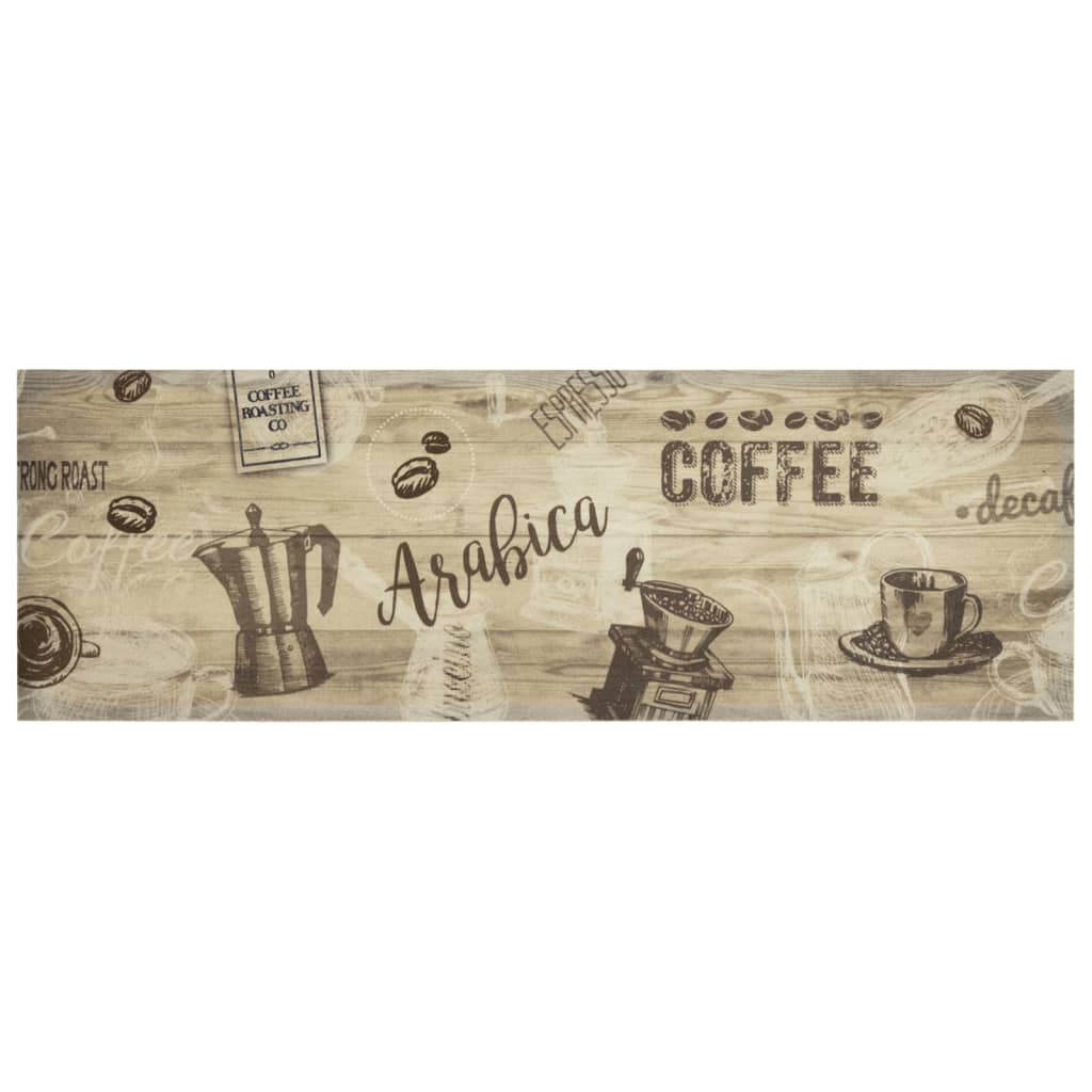 Vidaxx køkkenmåtte vaskbart kaffeprint 60x180 cm fløjlsbrun