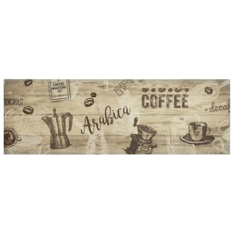 Vidaxx køkkenmåtte vaskbart kaffeprint 60x180 cm fløjlsbrun
