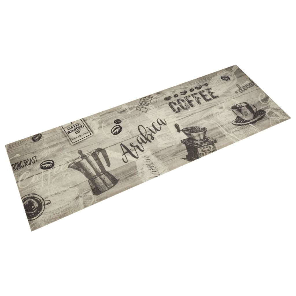 Vidaxx køkkenmåtte vaskbart kaffeprint 60x180 cm fløjlsgrå