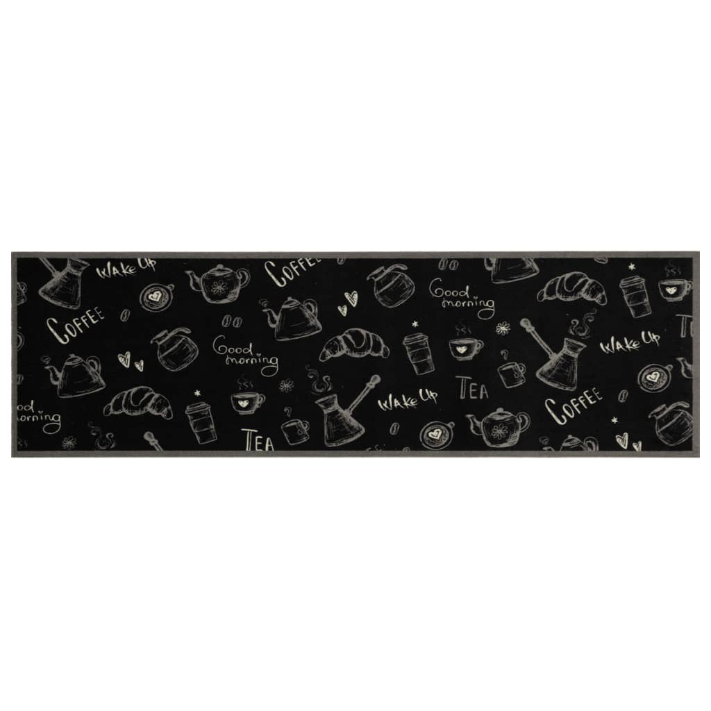 Vidaxx køkkenmåtte vaskbart morgenprint 45x150 cm fløjlssort