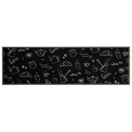 Vidaxx køkkenmåtte vaskbart morgenprint 45x150 cm fløjlssort