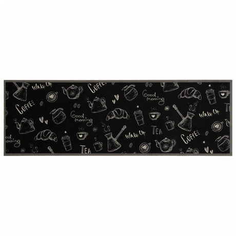 Vidaxx køkkenmåtte vaskbart morgenprint 60x180 cm fløjlssort