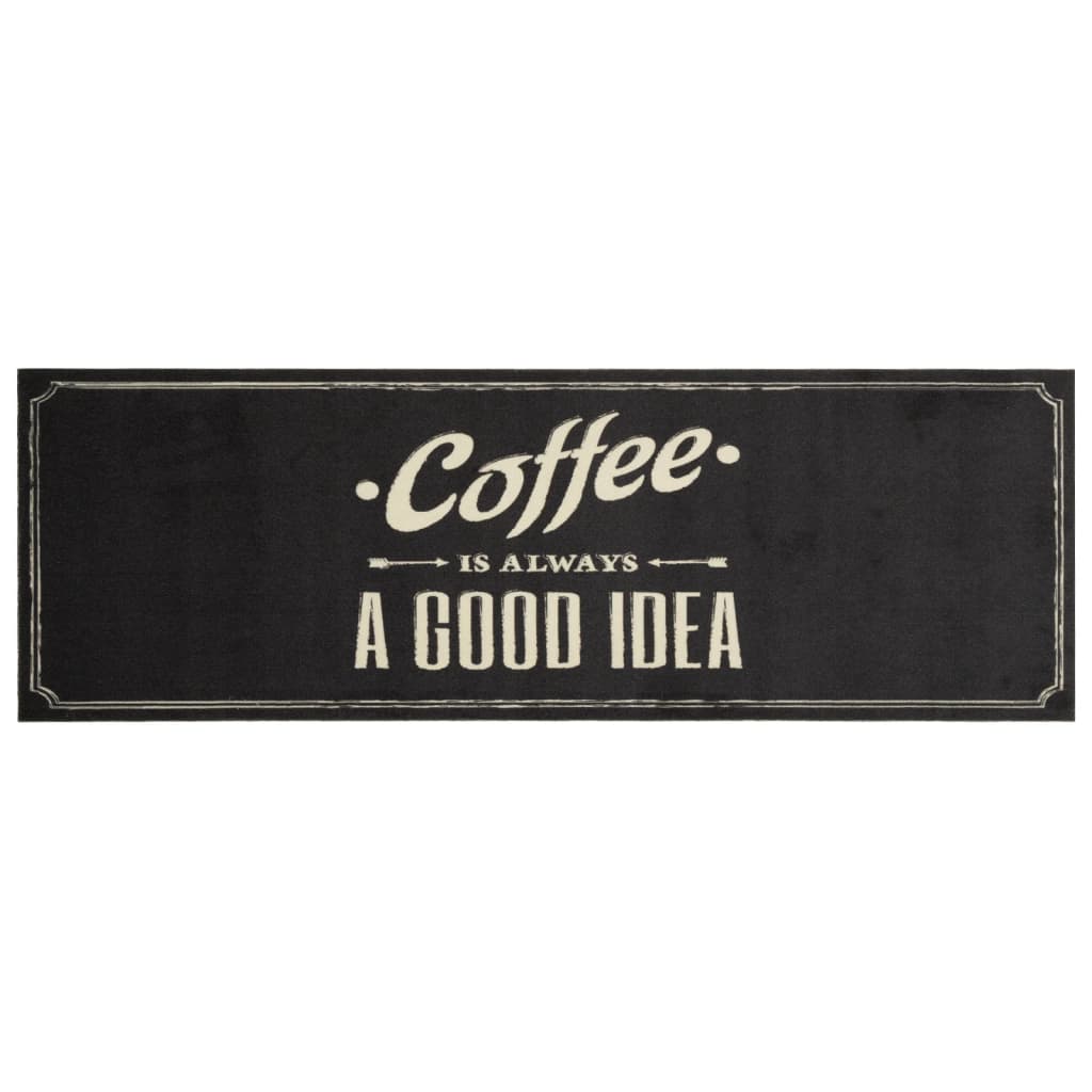 Vidaxx køkkenmåtte vaskbar kaffe tekst 60x180 cm fløjl