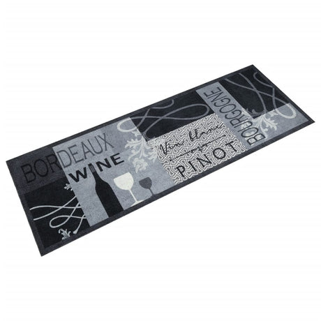 Vidaxx køkkenmåtte vaskbart vinprint 60x180 cm fløjlsgrå