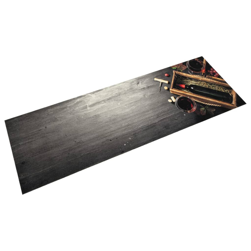 Vidaxx køkkenmåtte vaskbar vinflaske print 45x150 cm fløjl
