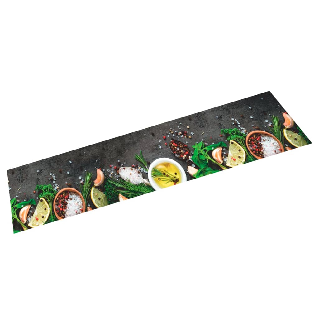 Vidaxx køkkenmåtte vaskbart urteprint 60x300 cm fløjl