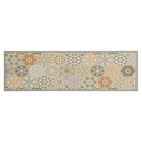 Vidaxx køkkenmåtte vaskbar sekskantet pastelprint 45x150 cm fløjl