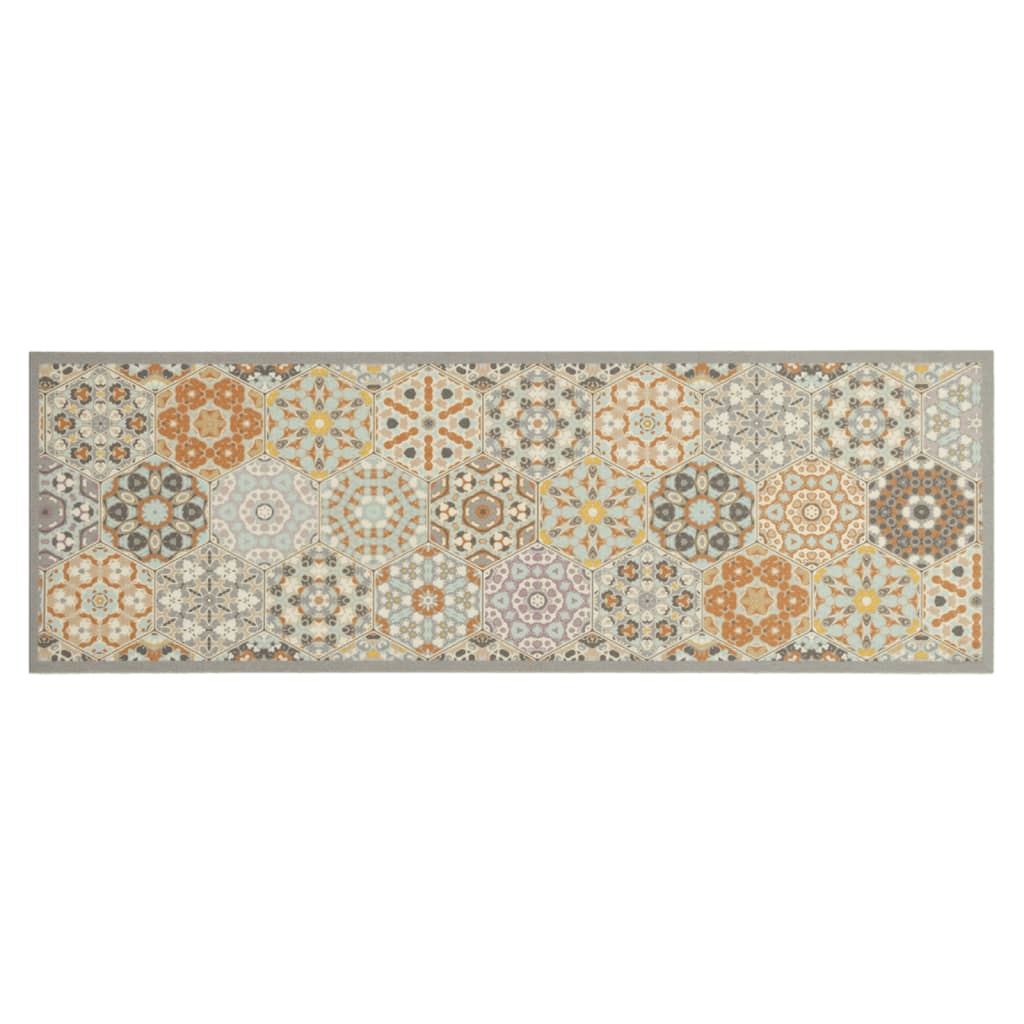 Vidaxx køkkenmåtte vaskbar sekskantet pastelprint 60x180 cm fløjl