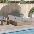 Vidaxl ligbed 2-persoons met kussens poly rattan beige