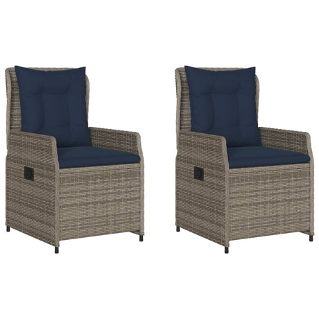Vidaxl liggende tuinstoelen 2 stuks grijs polyrotan