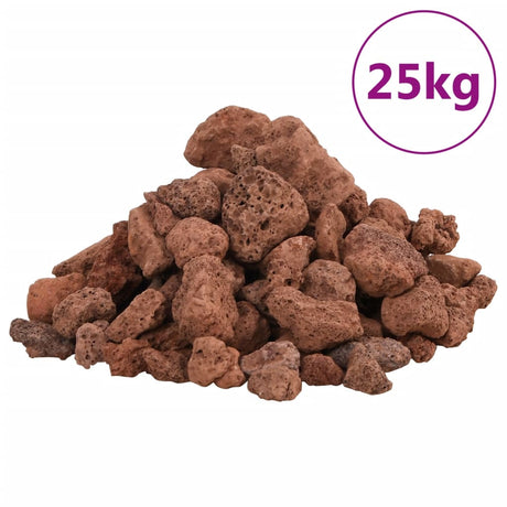 VidaXL lavasten 25 kg 1-2 cm rød