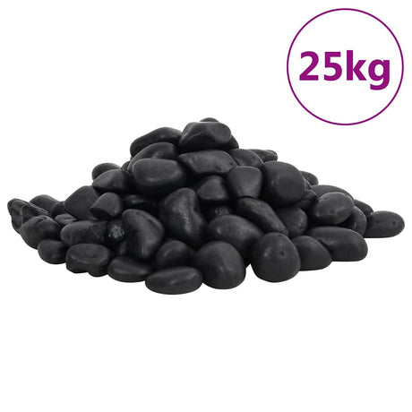 Vidaxl småsten poleret 2-5 cm 25 kg sort