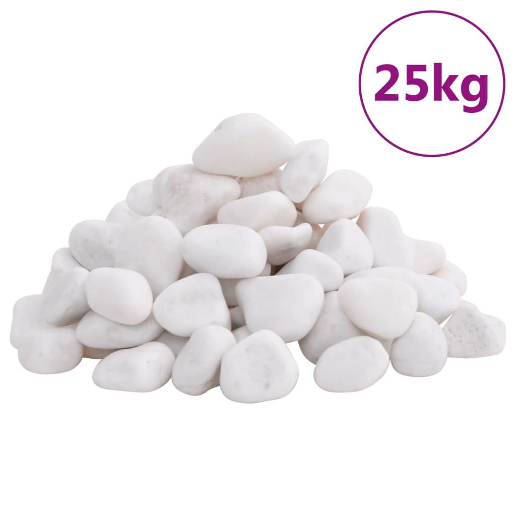 Vidaxl småsten poleret 2-5 cm 25 kg hvid