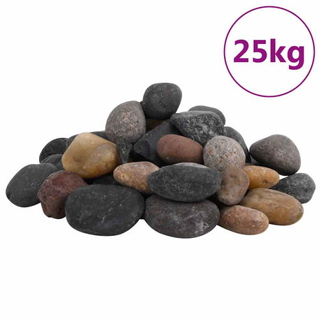 Vidaxl småsten poleret 5-8 cm 25 kg flerfarvet