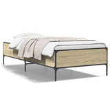 Vidaxl bedframe bewerkt hout en metaal sonoma eikenkleurig 100x200 cm