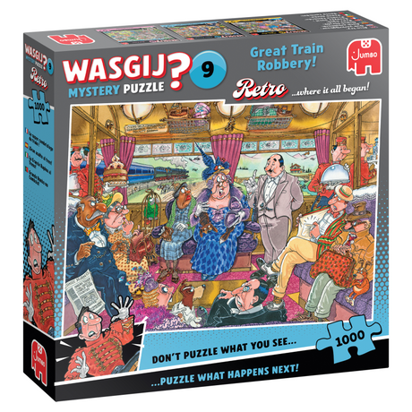 Wasgij retro mystery 9 puslespil - det større togrøveri, 1000 stk.