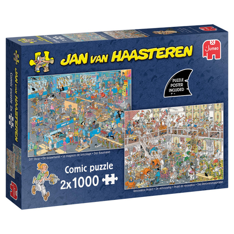 Jumbo Jan van Haasteren puslespil - isenkræmmeren og renoveringen, 2x1000 stk.
