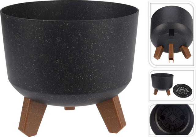 Bloempot eco op pootjes 200x175mm - zwart