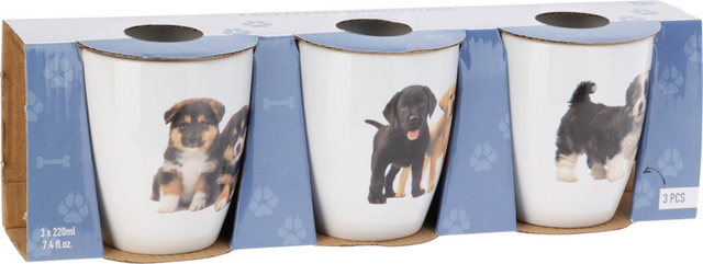 Beker 22cl set 3 stuks - honden
