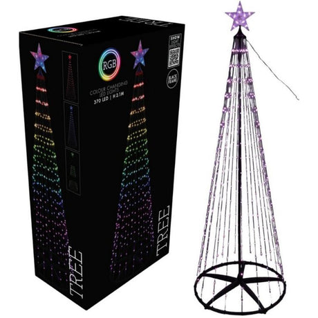 Overige merken rgb led kerstboom 370 led #039;s 210 cm zwart