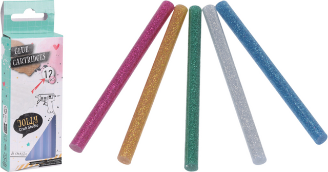 Lijmpatronen 7x100mm glitter gekleurd