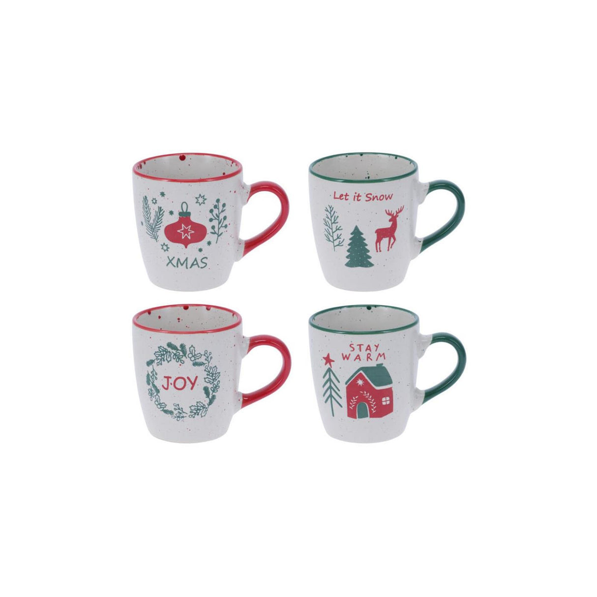 Home styling kerstbeker aardewerk set a 4 200ml