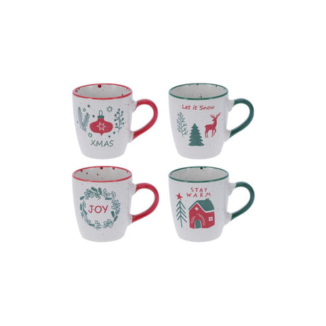 Home styling kerstbeker aardewerk set a 4 200ml