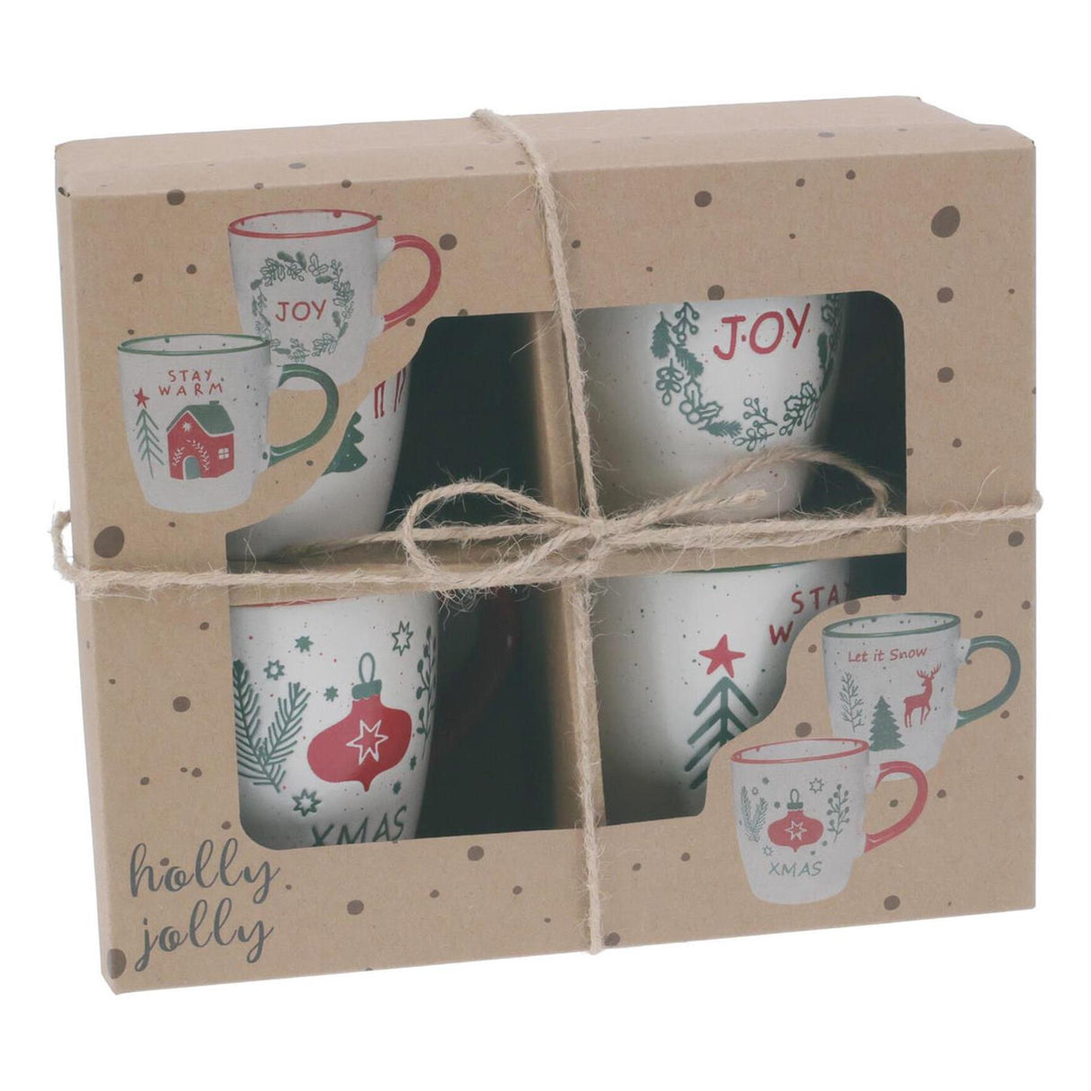 Home styling kerstbeker aardewerk set a 4 200ml