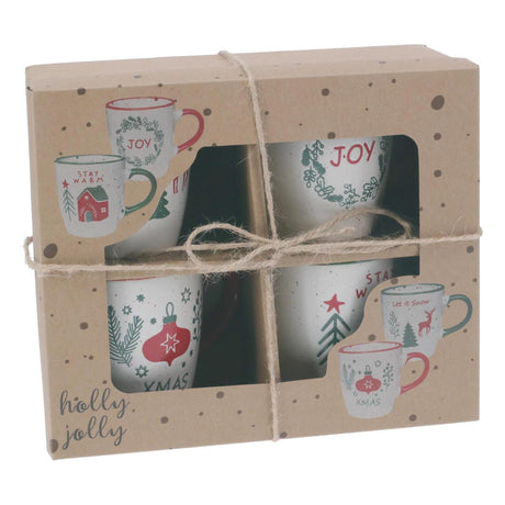 Home styling kerstbeker aardewerk set a 4 200ml
