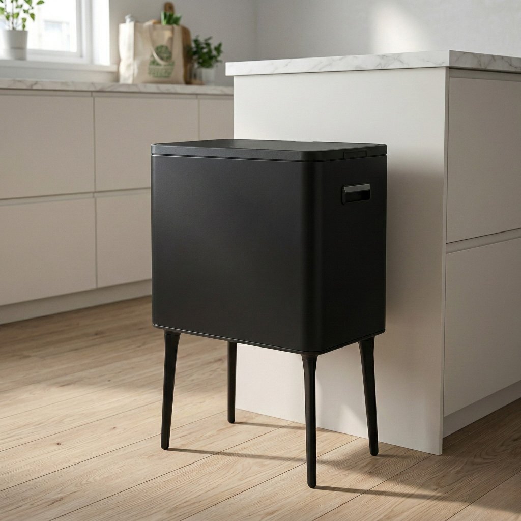 Excellent houseware afvalbak 35l metaal zwart