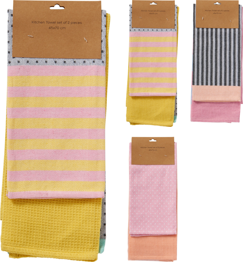 Theedoeken pastel 2 stuks assorti
