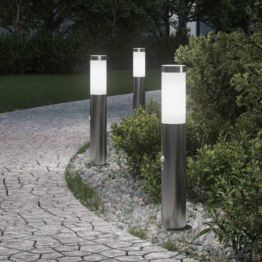 VidaXL pullertbelysning med sensor 3 stk 50 cm rustfrit stål IP44
