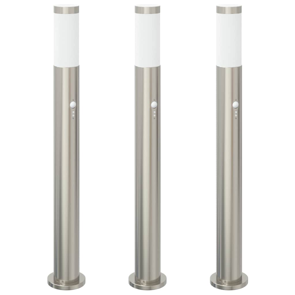 VidaXL pullertbelysning med sensor 3 stk 80 cm rustfrit stål IP44