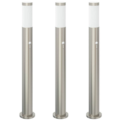 VidaXL pullertbelysning med sensor 3 stk 80 cm rustfrit stål IP44