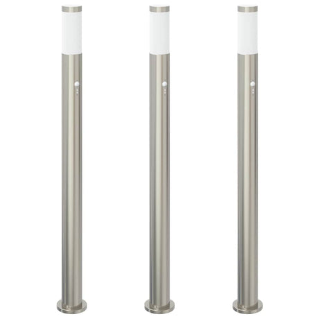 VidaXL pullertbelysning med sensor 3 stk 110 cm rustfrit stål IP44