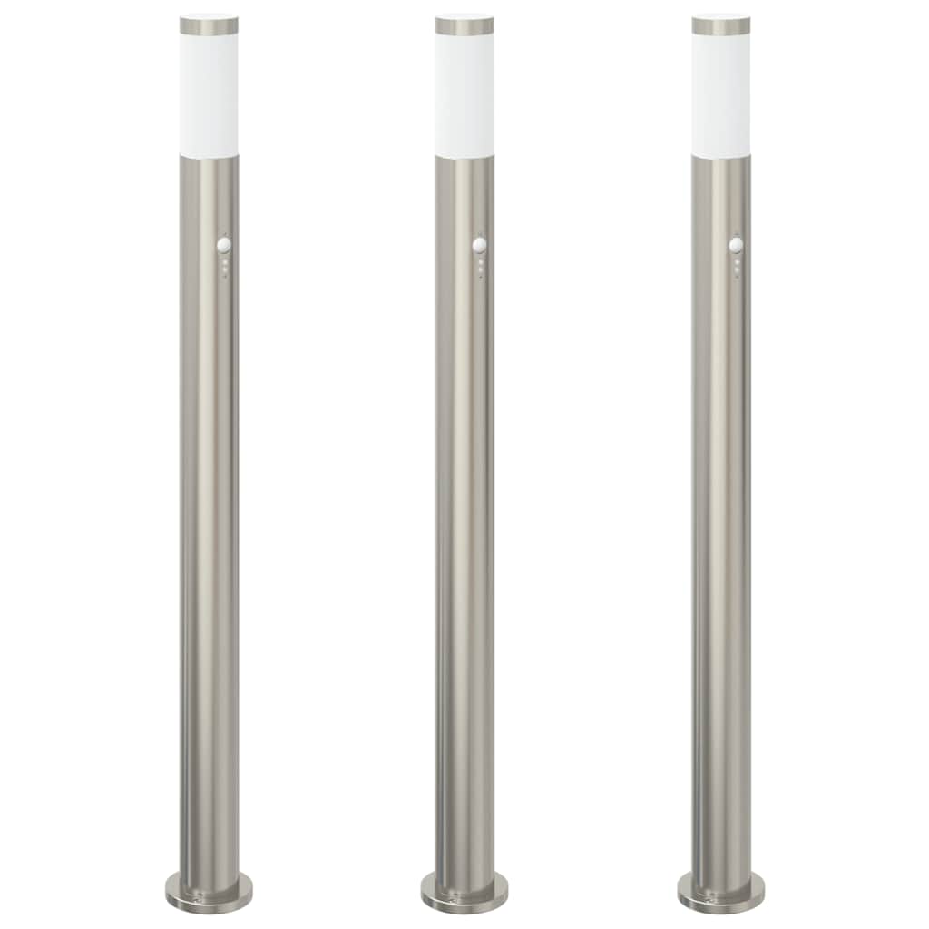 VidaXL pullertbelysning med sensor 3 stk 110 cm rustfrit stål IP44