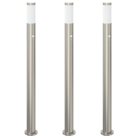 VidaXL pullertbelysning med sensor 3 stk 110 cm rustfrit stål IP44