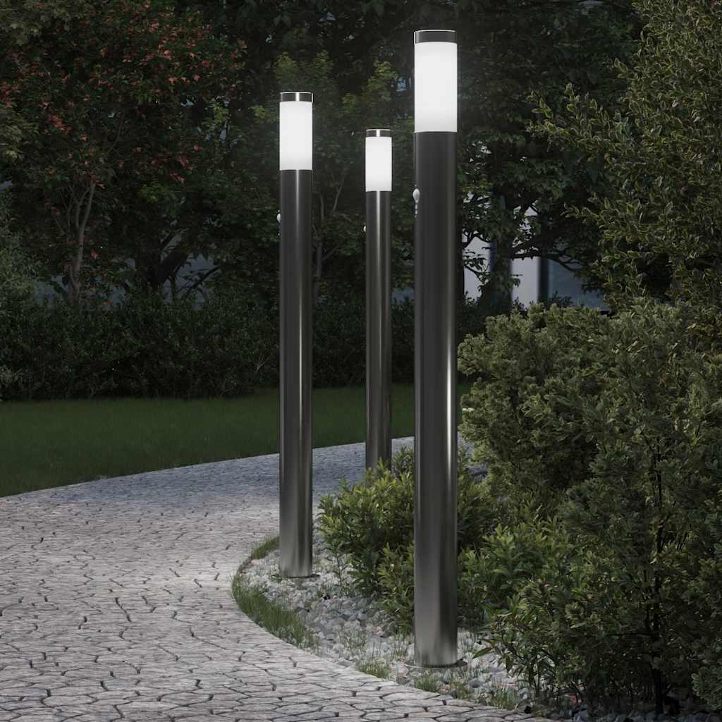 VidaXL pullertbelysning med sensor 3 stk 110 cm rustfrit stål IP44