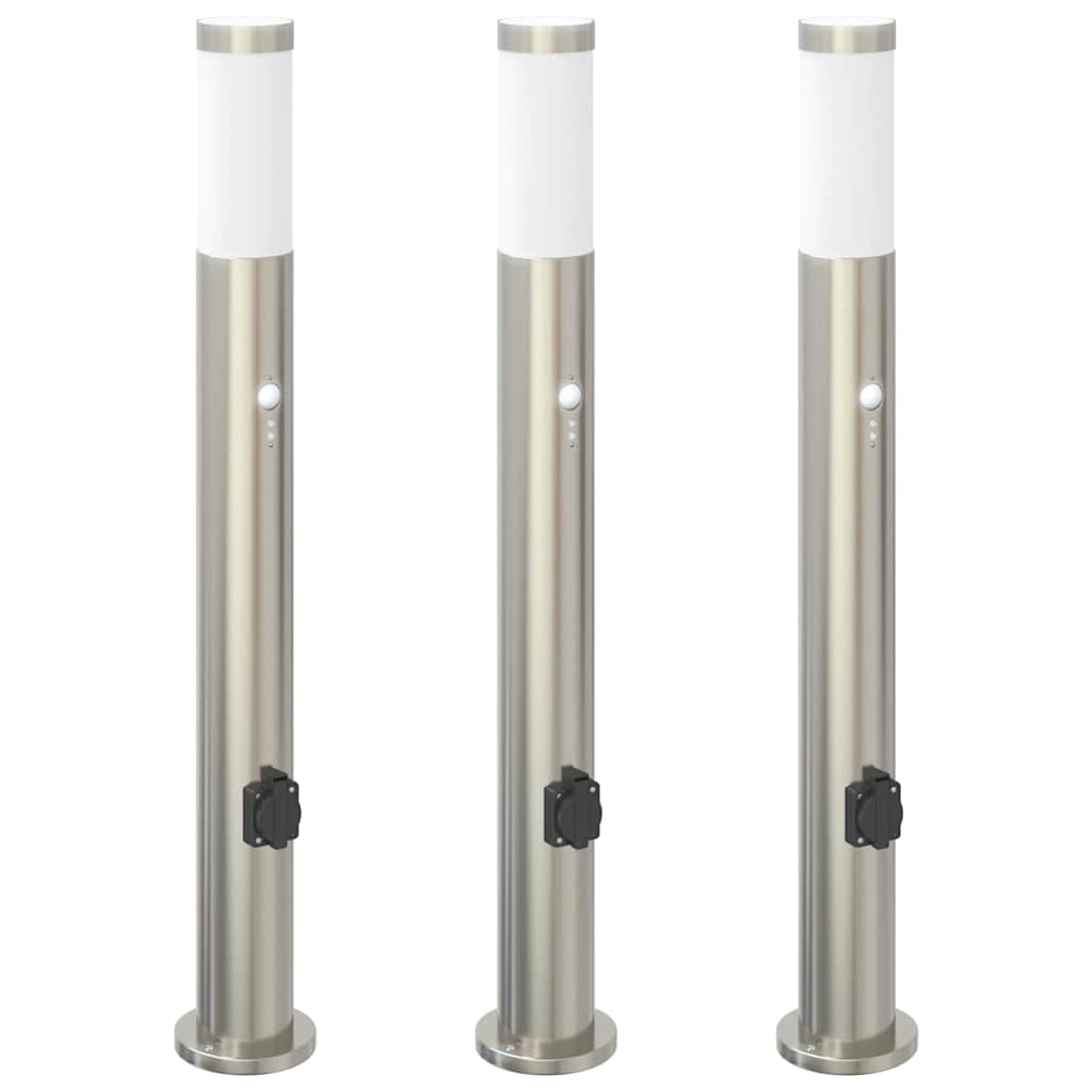 Vidaxx pullertbelysning med sensor og fatning 3 stk 80 cm rustfrit stål IP44