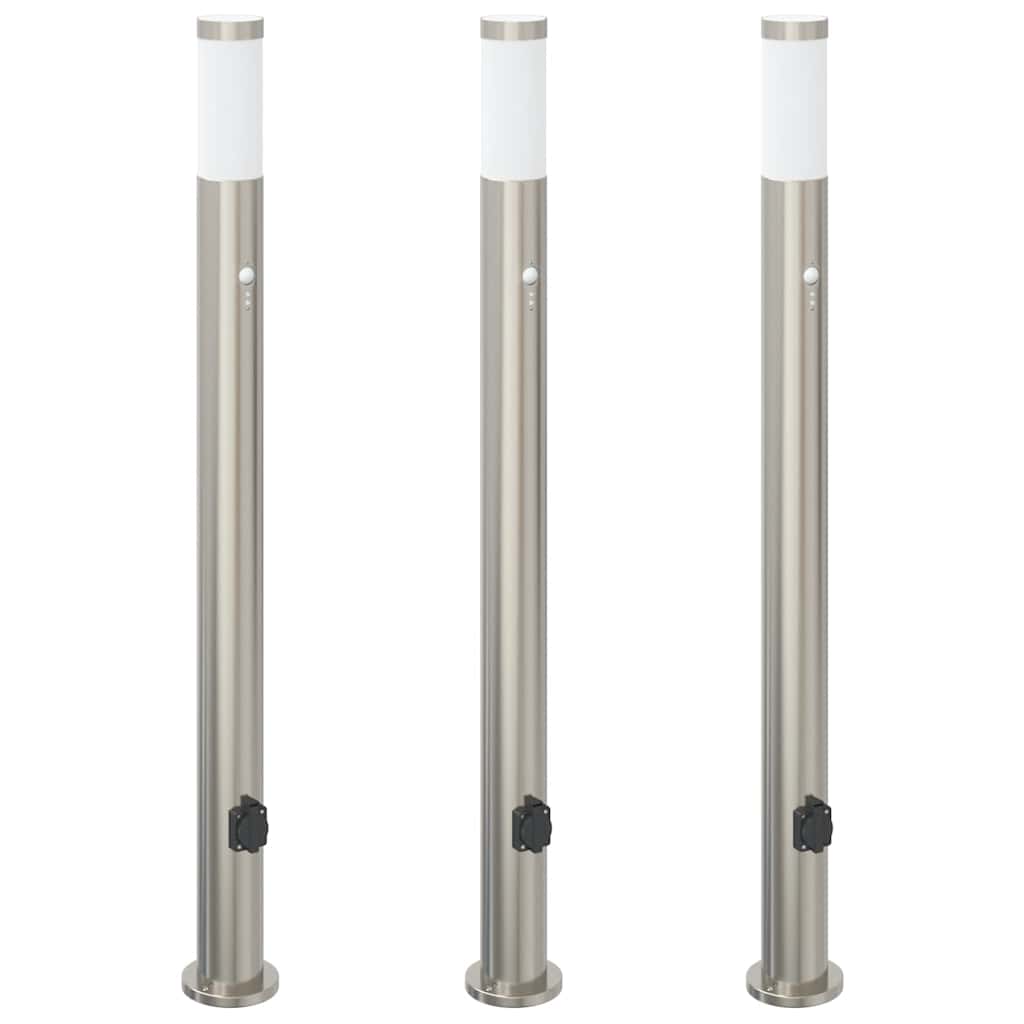 Vidaxx pullertbelysning med sensor og fatning 3 stk 110 cm rustfrit stål IP44