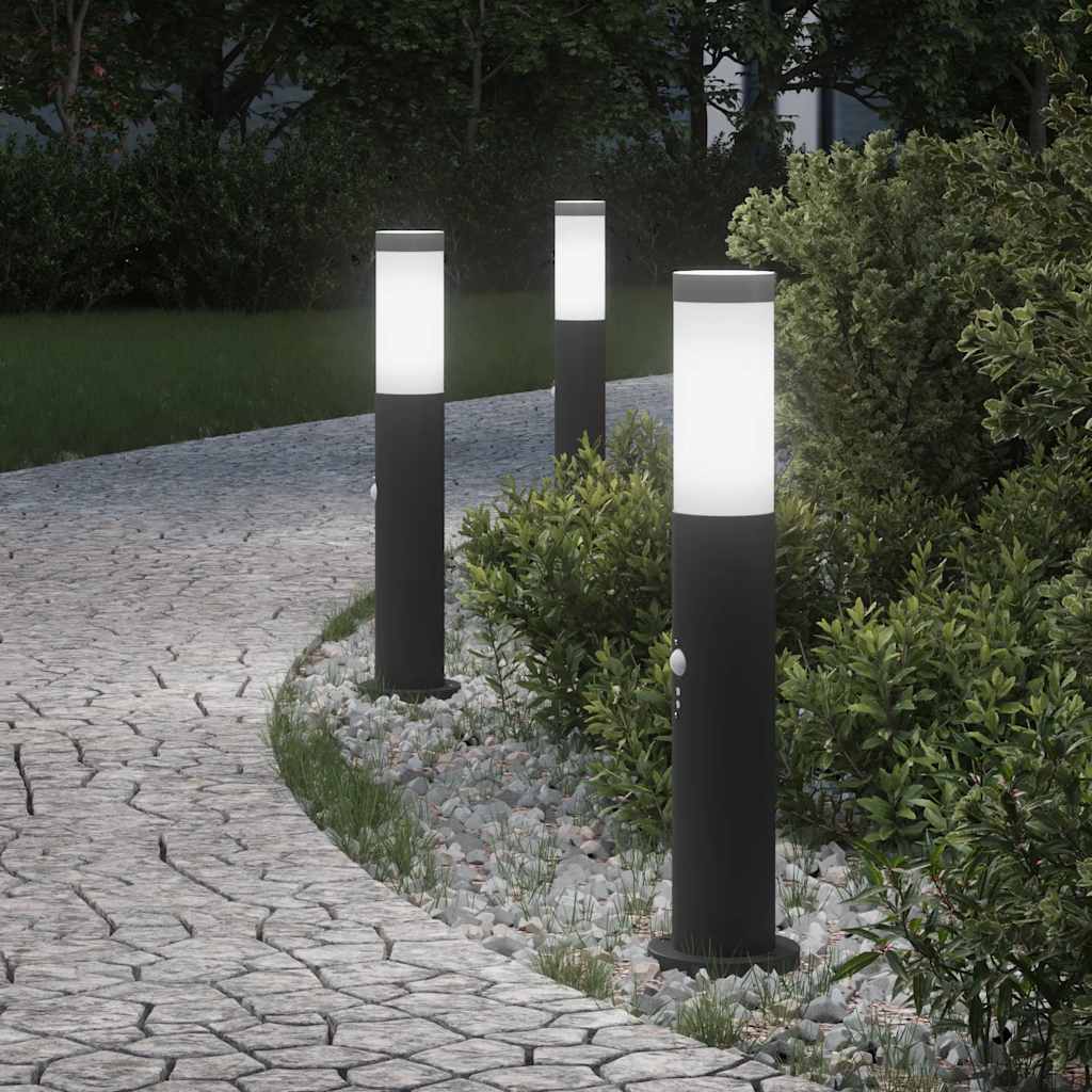 VidaXL pullertbelysning med sensor 3 stk 50 cm rustfrit stål IP44