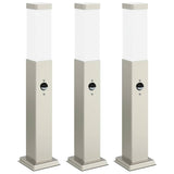 VidaXL pullertbelysning med sensor 3 stk 50 cm rustfrit stål IP44