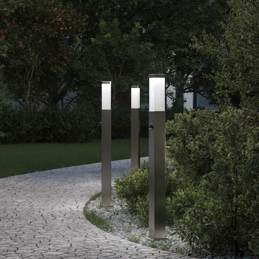 VidaXL pullertbelysning med sensor 3 stk 80 cm rustfrit stål IP44