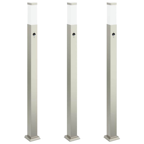 VidaXL pullertbelysning med sensor 3 stk 110 cm rustfrit stål IP44