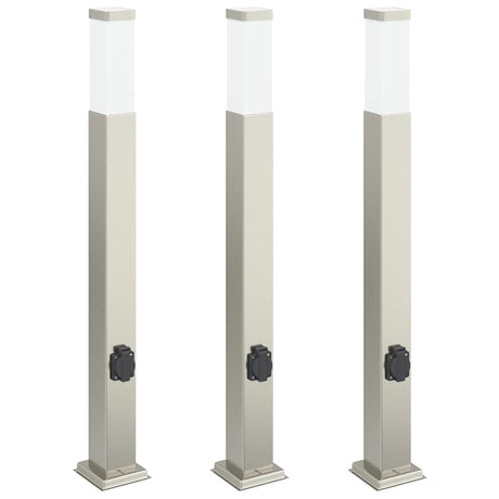 Vidaxx pullertbelysning med fatning 3 stk 80 cm rustfrit stål IP44