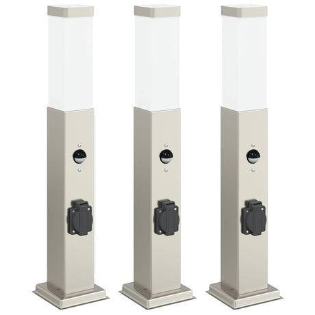 Vidaxx pullertbelysning med sensor og fatning 3 stk 50 cm rustfrit stål IP44
