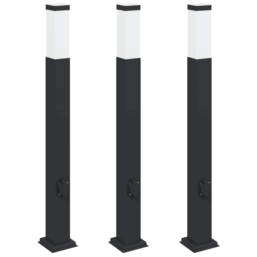 Vidaxx pullertbelysning med fatning 3 stk 80 cm sort IP44