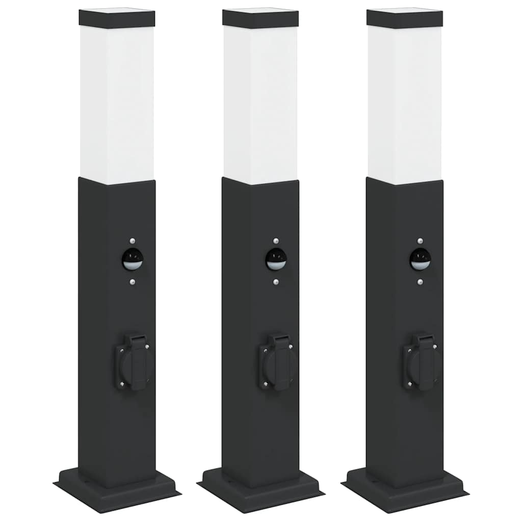 Vidaxx pullertbelysning med sensor og fatning 3 stk 50 cm sort IP44
