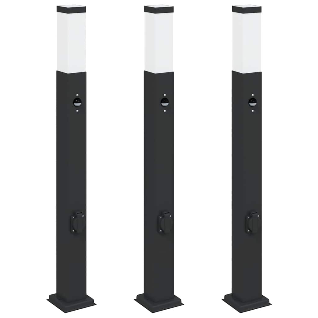Vidaxx pullertbelysning med sensor og fatning 3 stk 80 cm sort IP44